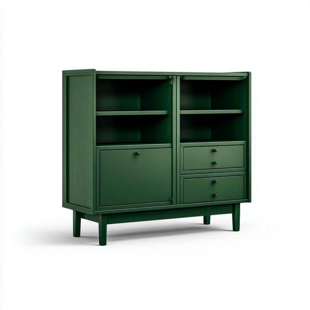 Szafka na książki z płyty MDF w kolorze zielonym - 120 x 40 x 90