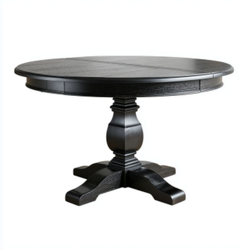 Stół okrągły z drewna, przeznaczony do jadalni, z funkcją rozsuwania - 90 x 90 x 75