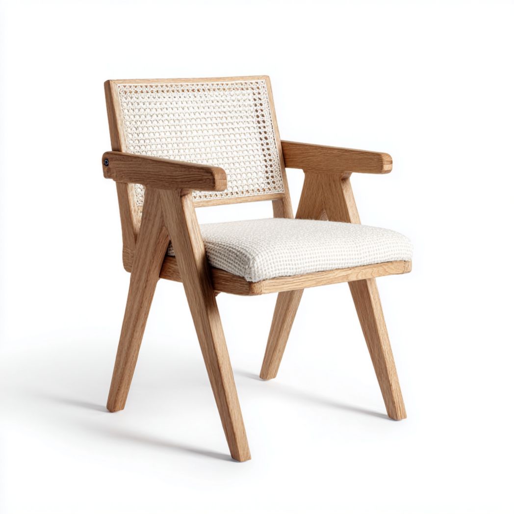 Krzesło z wiklinowym siedziskiem do użytku domowego z drewna - 45 x 50 x 75