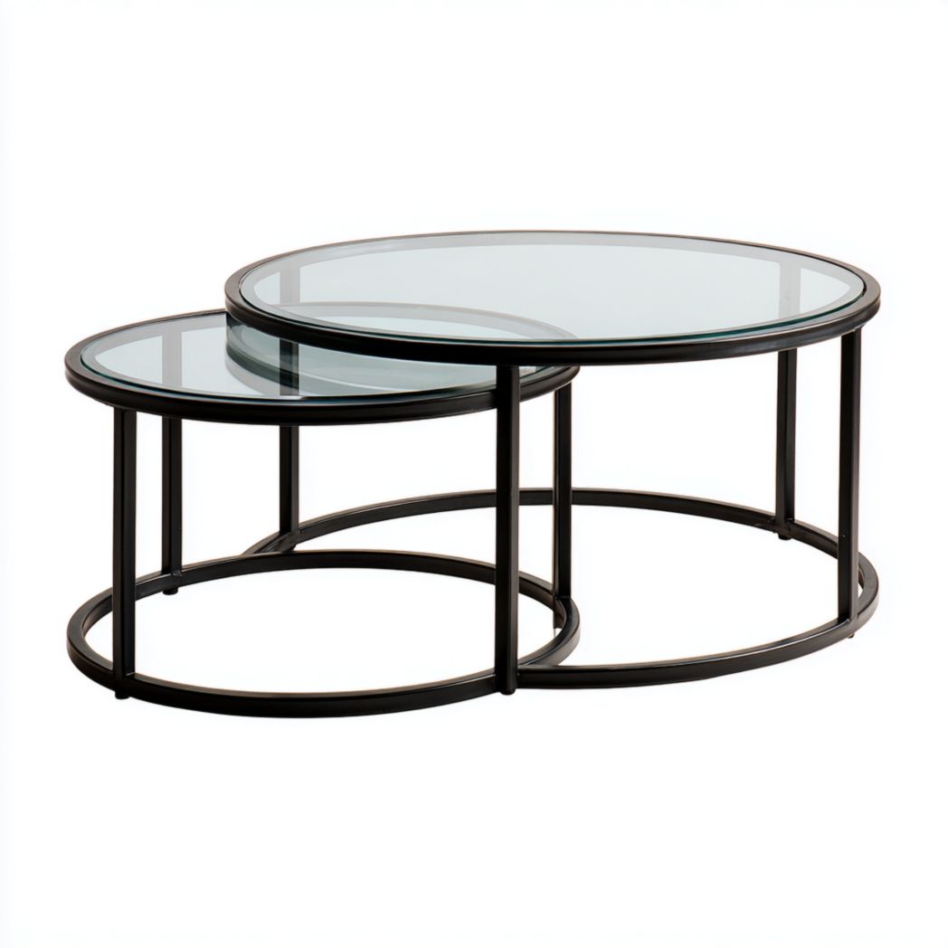 Stolik kawowy z szklanym blatem do salonu z metalu - 80 x 80 x 45